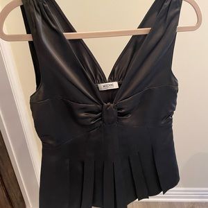 MOSCHINO satin top - olive green size 6 made in Italy